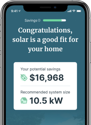 iPhone with Save On Energy\s Solar Estimator app open