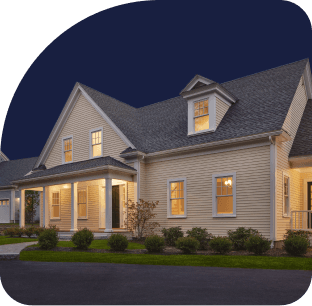 house at night with lights on