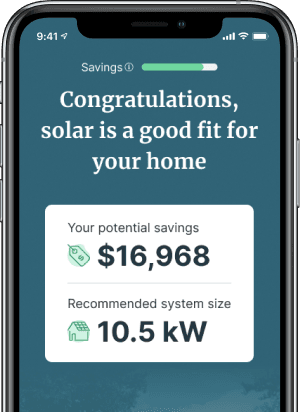 iPhone with Save On Energy\s Solar Estimator app open